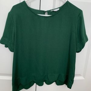 Socialite - Scallop Trim Short Sleeve Blouse